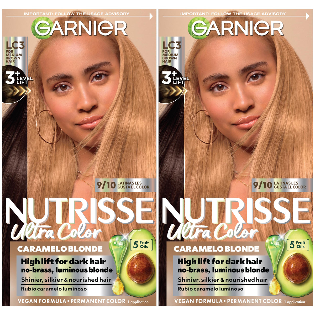 Garnier Nutrisse Ultra Color Hi-Lift Blonde bottle pour for precise, lasting coverage.