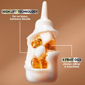 Garnier Nutrisse Hi-Lift Blonde dye-mix shows creamy texture for salon-like at-home results.