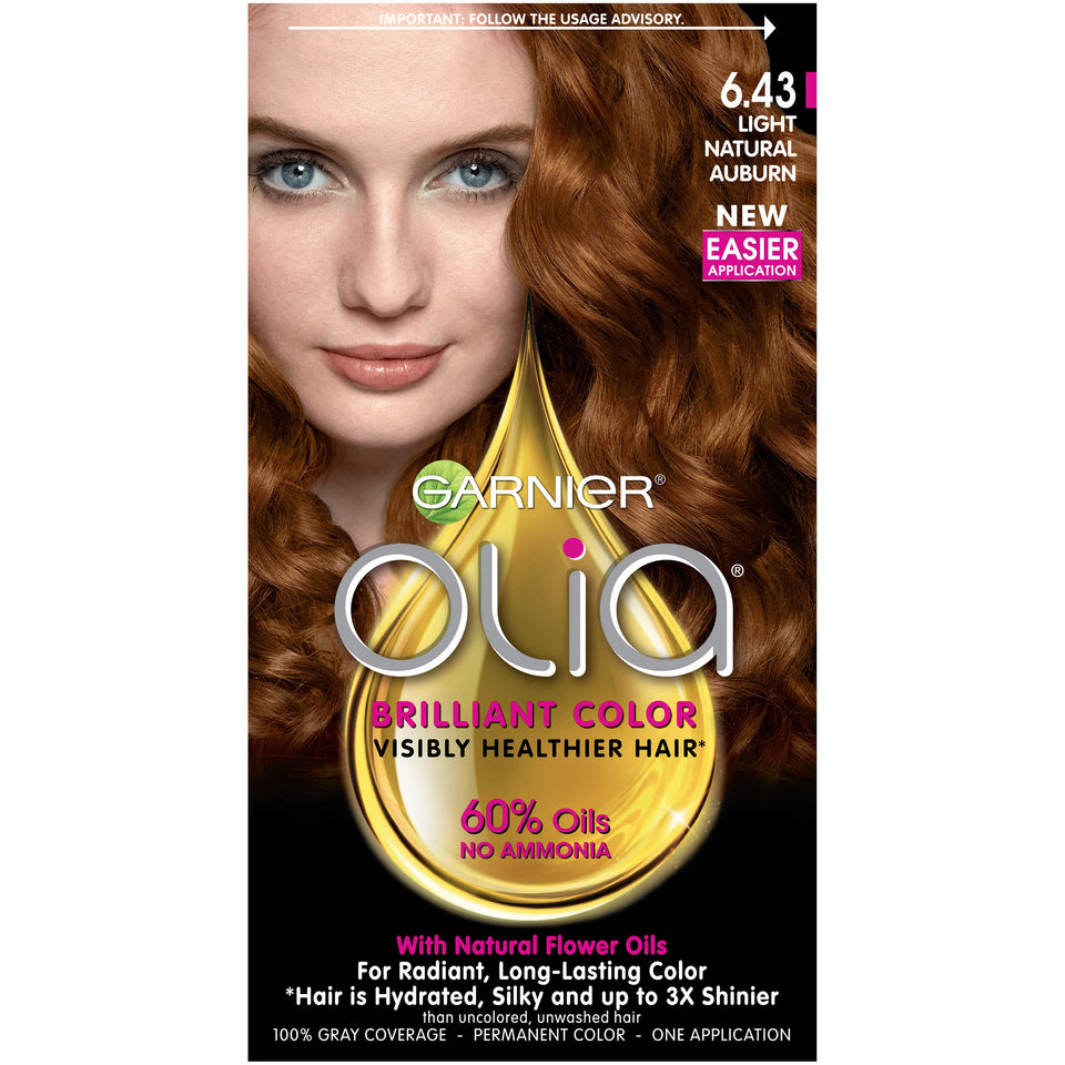 Garnier Olia application step shows smooth, even color with no drip