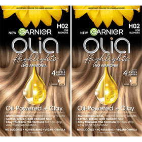 Garnier Olia lightening powder with kaolin clay for smooth, controlled highlights.