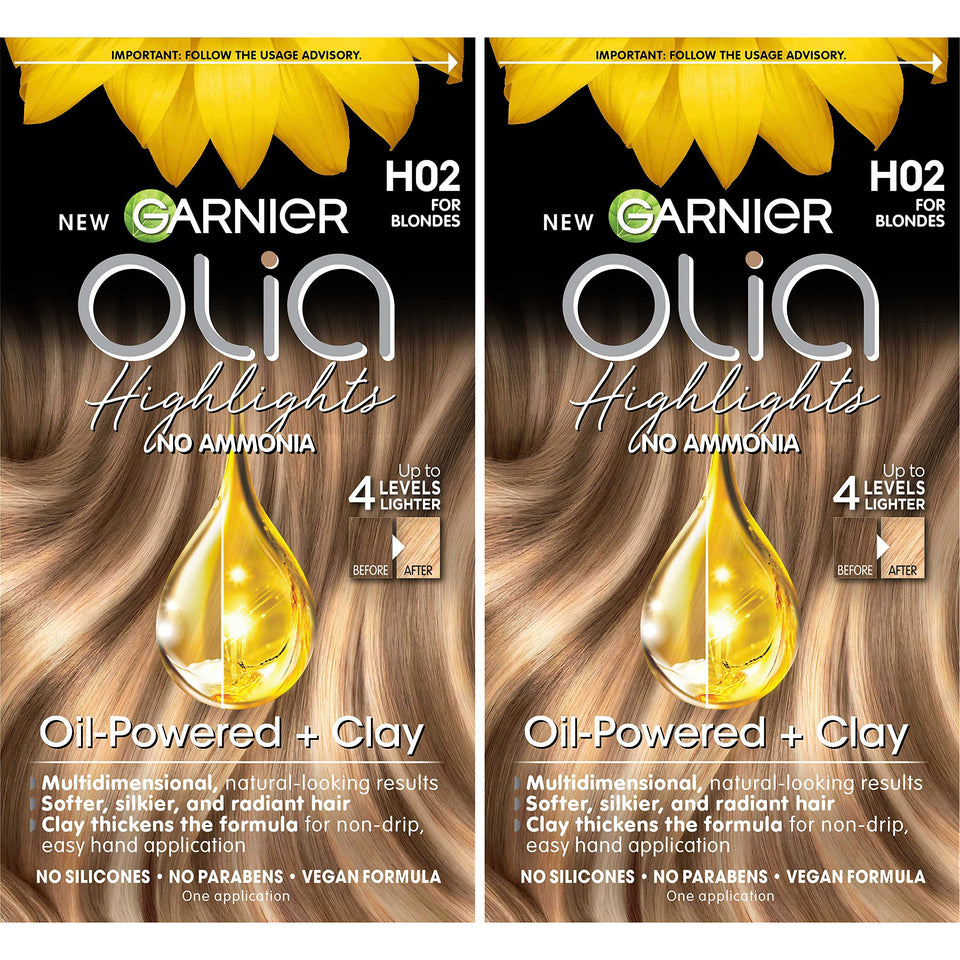 Garnier Olia lightening powder with kaolin clay for smooth, controlled highlights.