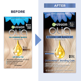 Garnier Olia oil blend 60% oils demonstrates deep color penetration and even tone.