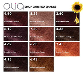 Garnier Olia Rose Gold 8.22 shade on hair for vibrant, salon-inspired tone.
