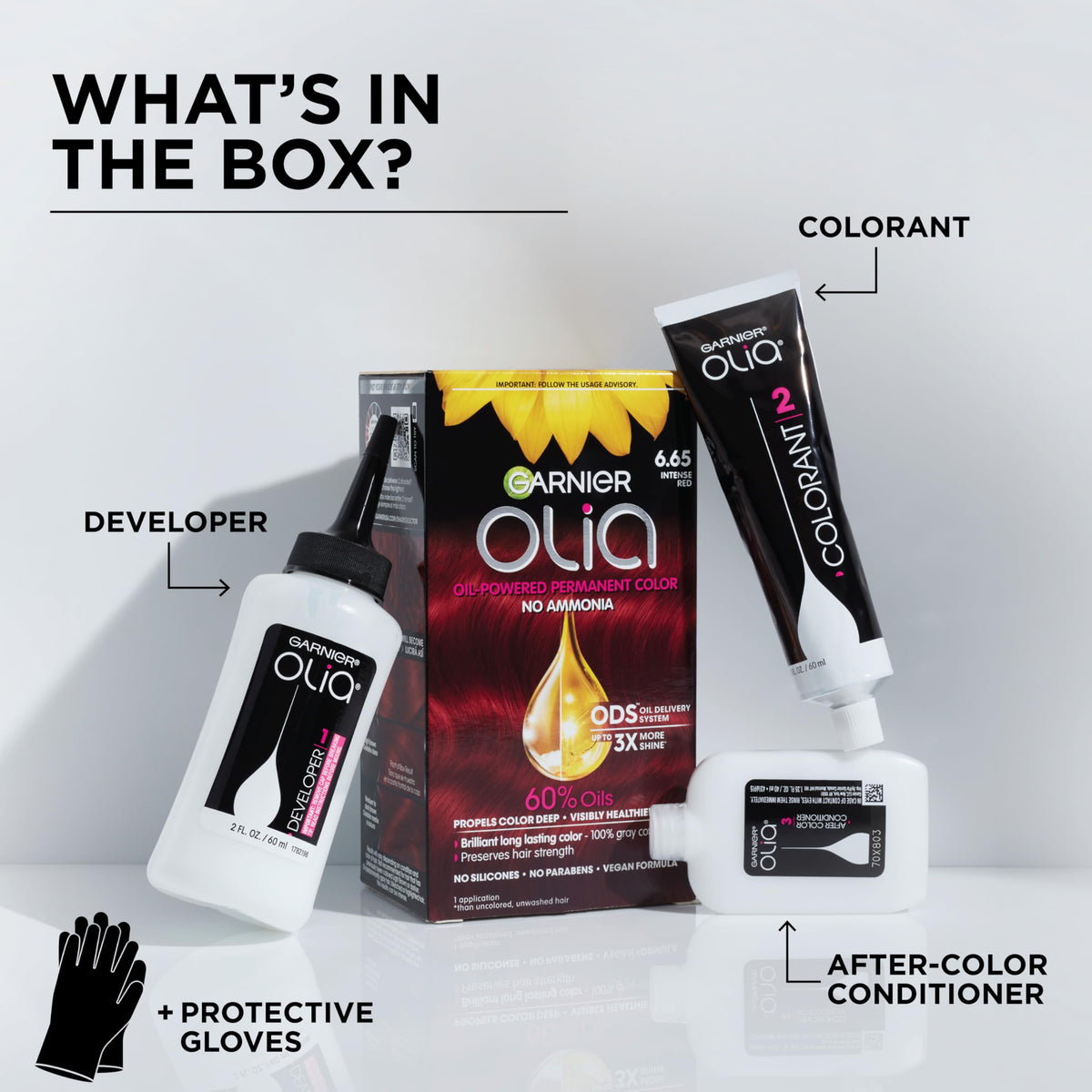 Garnier Olia vegan cruelty-free logo on packaging