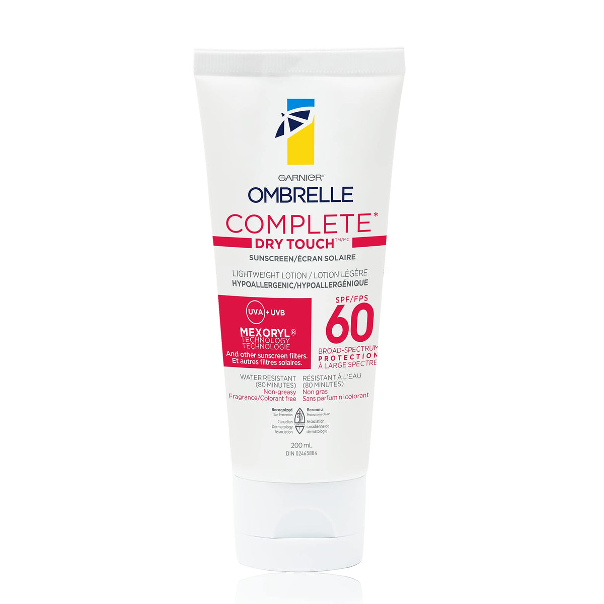 Garnier Ombrelle Complete Sensitive Advanced SPF 60 bottle for everyday sun protection.