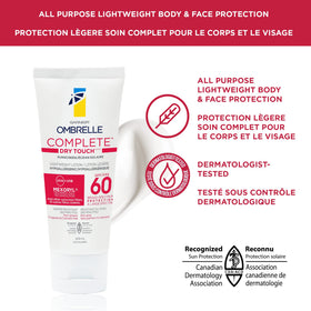 Non-greasy finish on skin highlights comfortable wear with Garnier Ombrelle.