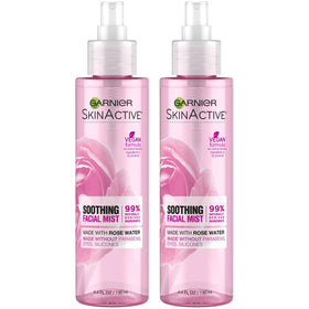 Garnier Rose Water Facial Mist bottle for instant hydration and refreshing feel.