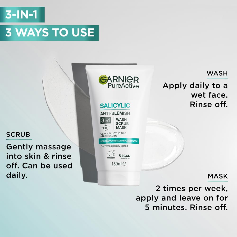 Garnier Skin Naturals Pure 3in1 all-in-one packaging for daily care.