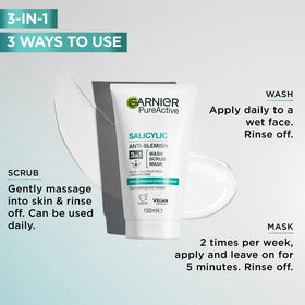 Garnier Skin Naturals Pure 3in1 all-in-one packaging for daily care.