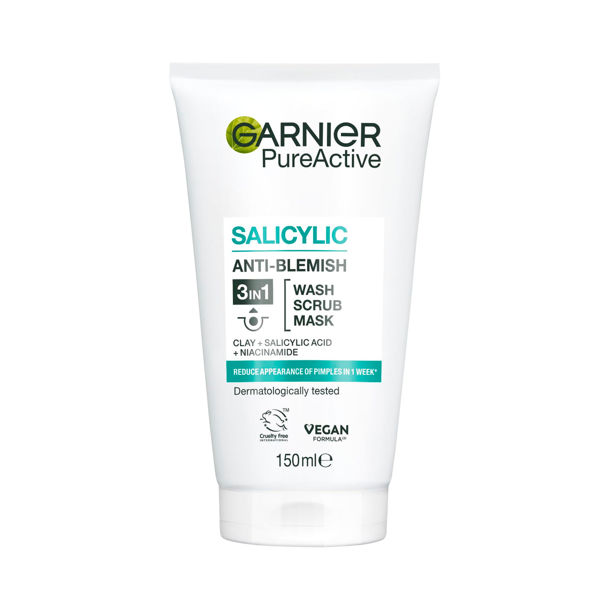 Garnier Skin Naturals Pure 3in1 wash bottle pour for easy daily cleanse.