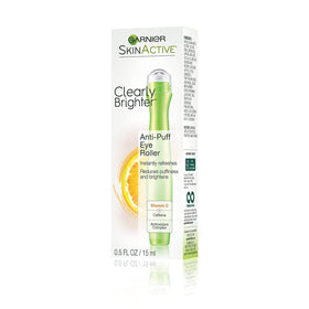 Garnier SkinActive Clearly Brighter Eye Roller stand-alone tube—suits nightly skincare routine.
