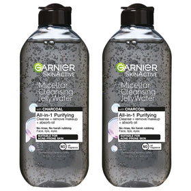 Garnier SkinActive Micellar Cleansing Jelly Water with Charcoal absorbs excess oil for a purified complexion.