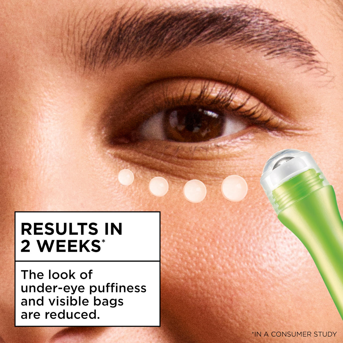 Garnier gel texture with Vitamin C mint and caffeine for brightening under eyes