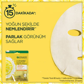 Garnier Vitamin C sheet mask during a 15-minute use.