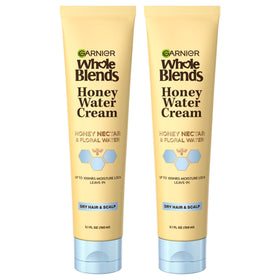 Garnier Whole Blends Honey Water Cream bottle for hydrated hair with a light, refreshing feel.