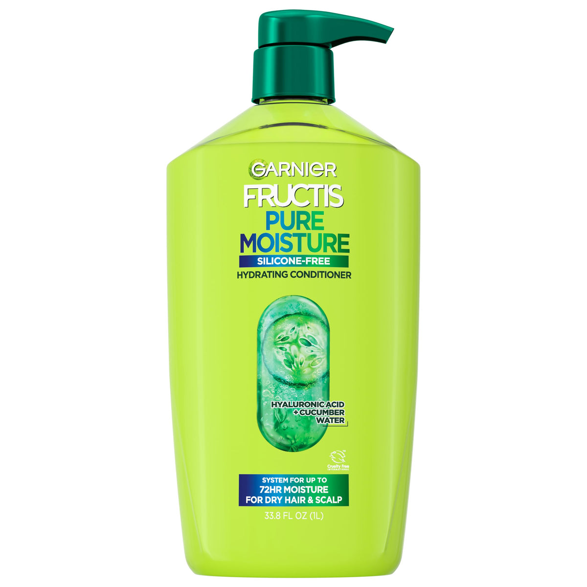 Garnier Fructis Pure Moisture conditioner bottle demonstrates hydration for dry hair
