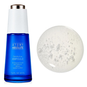GASHINA STORY A.t.o.m.y ampoule showing top dispensing button for precise dosing.