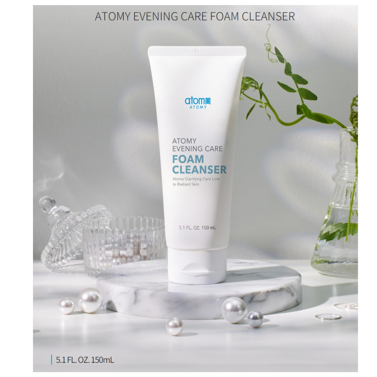 GASHINA STORY ATOMY Evening Care Foam Cleanser foam texture close-up showing rich lather
