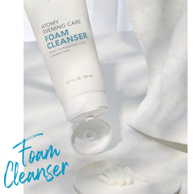GASHINA STORY ATOMY Evening Care Foam Cleanser vanity setup for evening routine