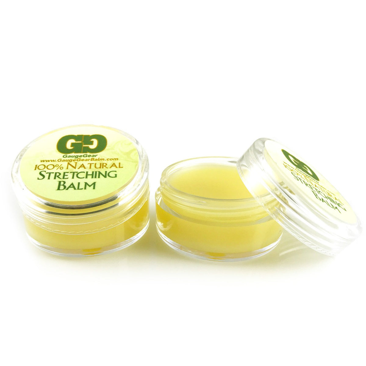 Gauge Gear ear-stretching balm jar with jojoba oil.