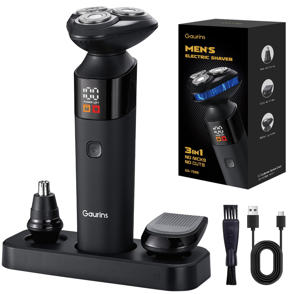Gaurins electric razor with magnetic 3D shaving head for precise contouring