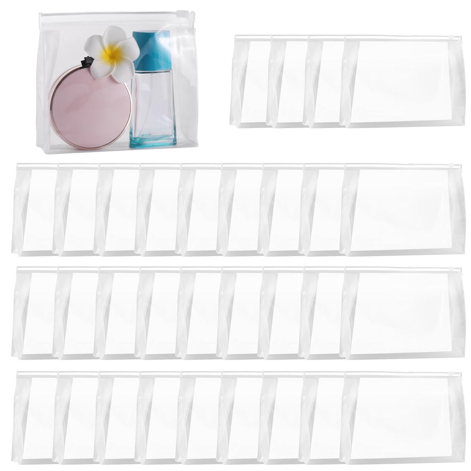 GAWBYET 50pcs mini clear makeup bags for easy travel organization.