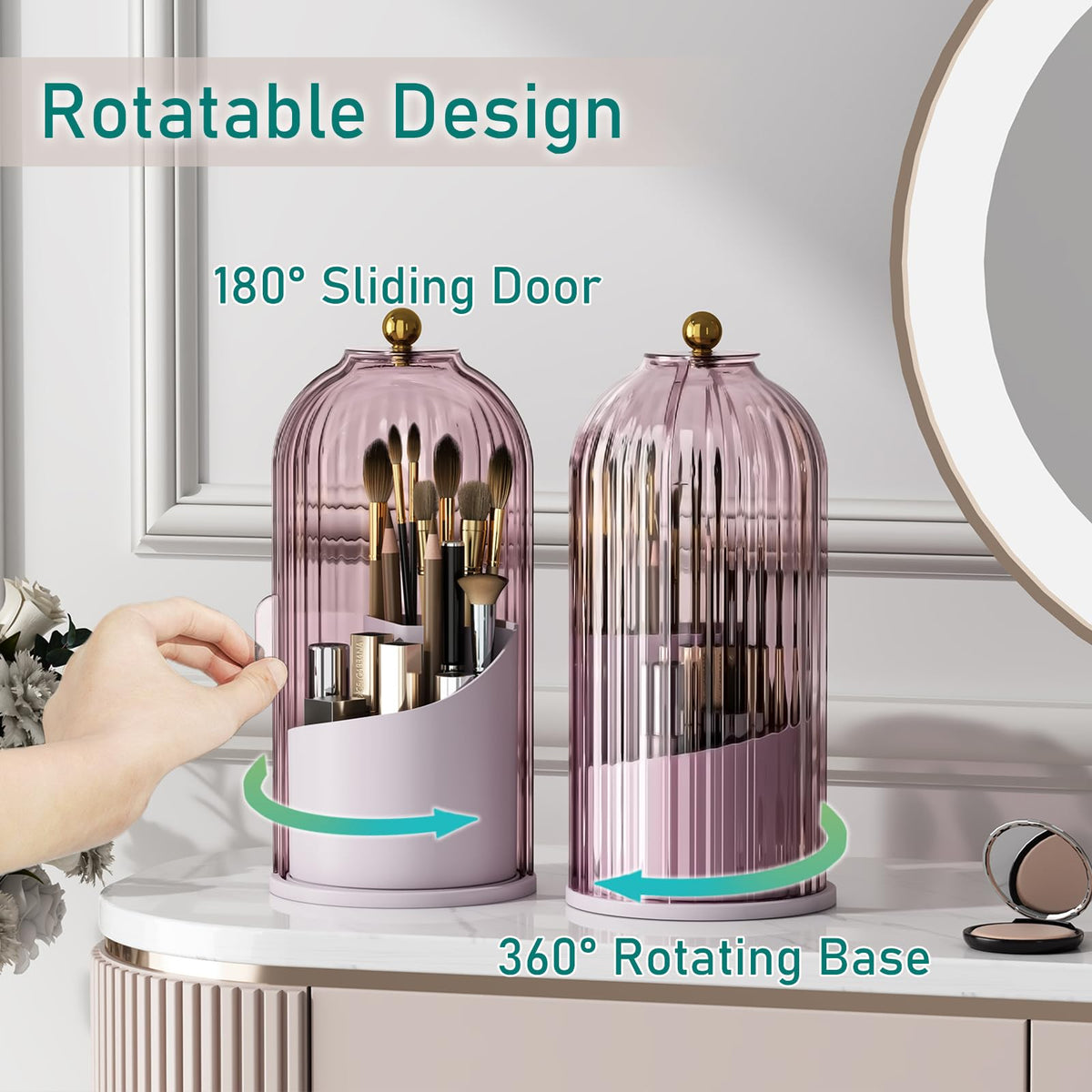 GAXmi makeup organizer featuring a sliding door design for easy reach