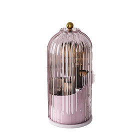 GAXmi makeup brush holder with lid showing 360° rotating action for quick access