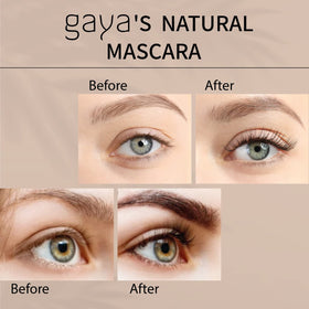 Gaya Cosmetics vegan mascara lashes front showing length and separation.