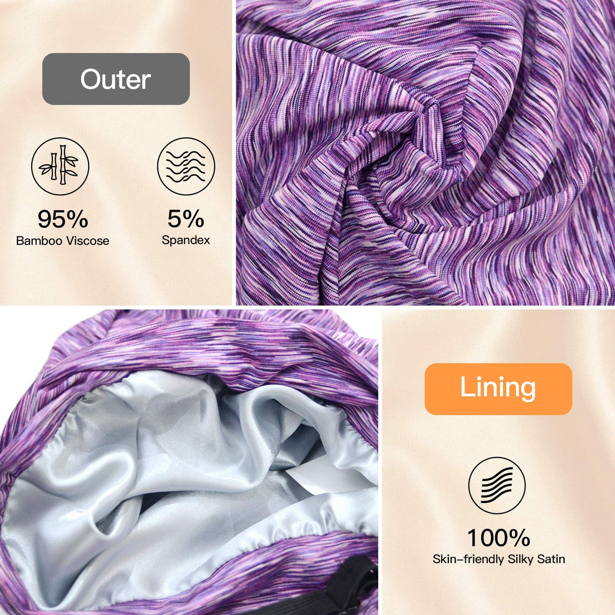 GB Selected double-layer satin interior shields hair from friction and moisture