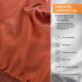GB Selected Silk Satin Lining Bonnet — close-up, silky lining reduces hair friction and frizz.