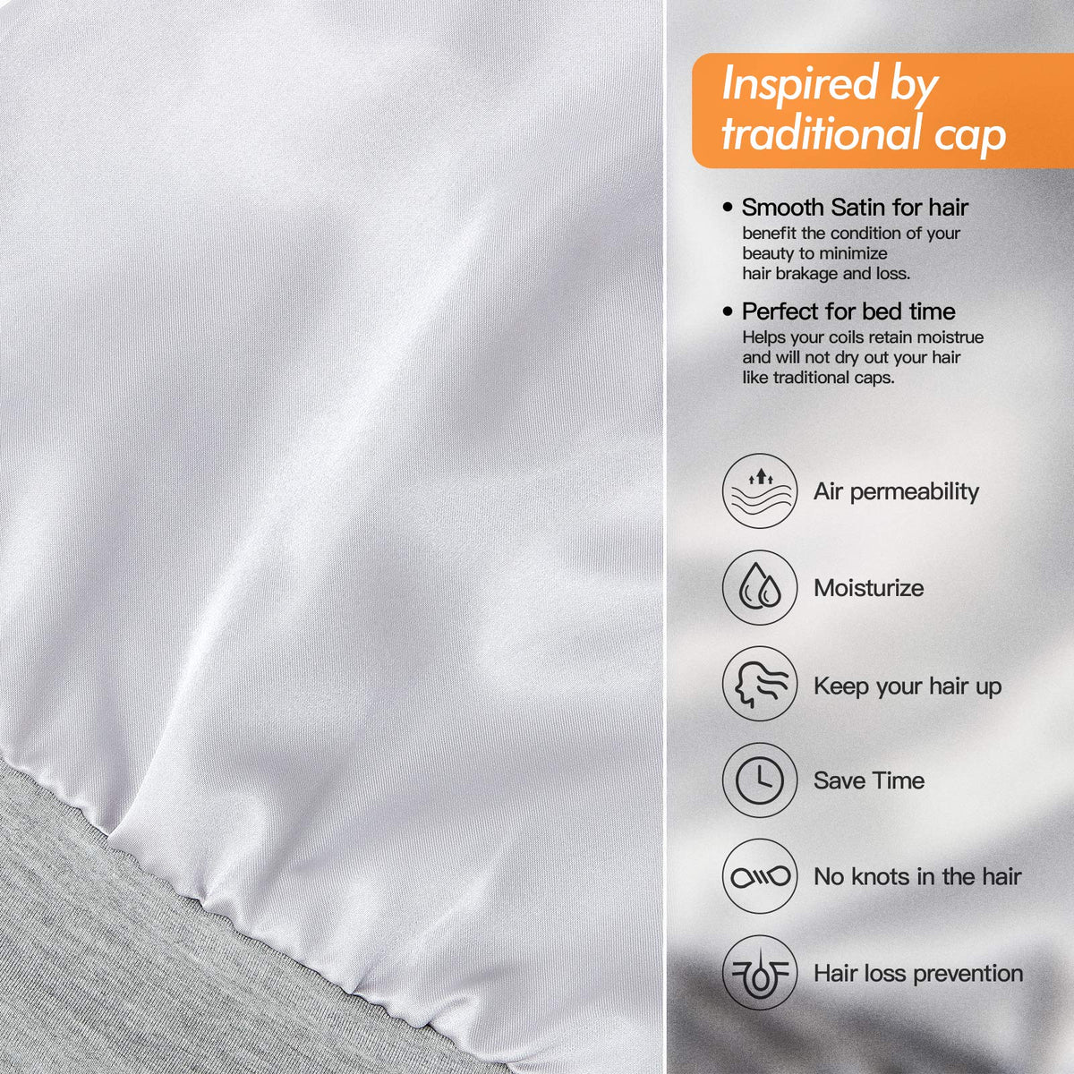 GB Selected Satin-Lined Bonnet worn on head promotes comfortable sleep.