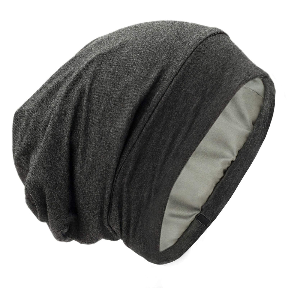 GB Selected silk satin-lined bonnet sleep cap protects curls overnight