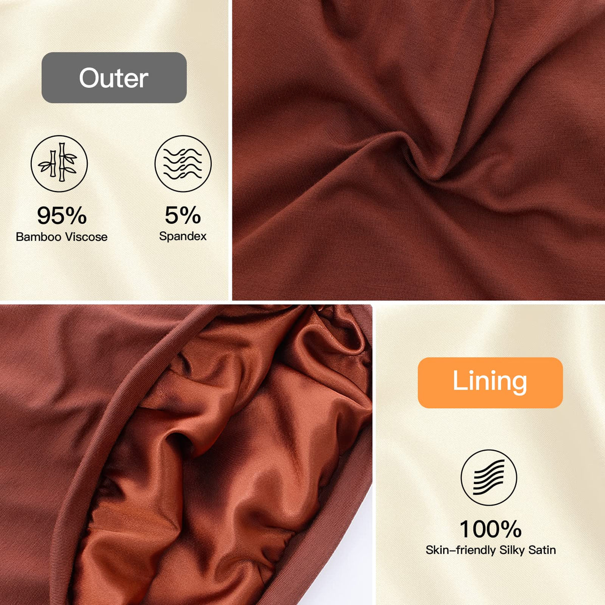 GB Selected Silk Satin Lining Bonnet — side view, adjustable stay-on design for overnight wear.