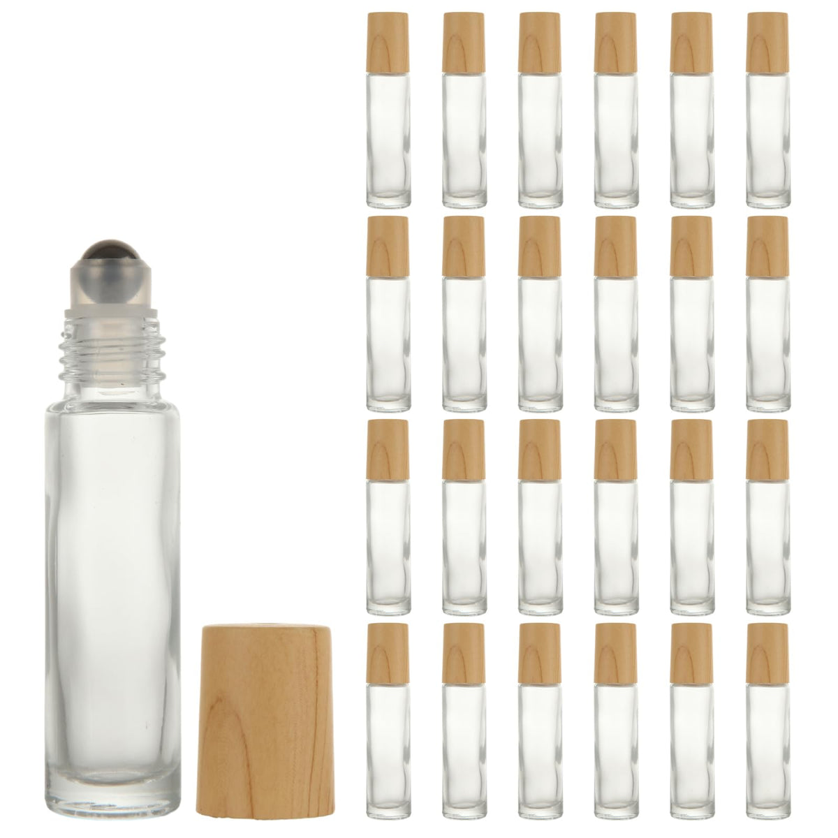 GBACHOOSE glass roll-on bottle with bamboo lid for stylish, spill-resistant essential oil applications.