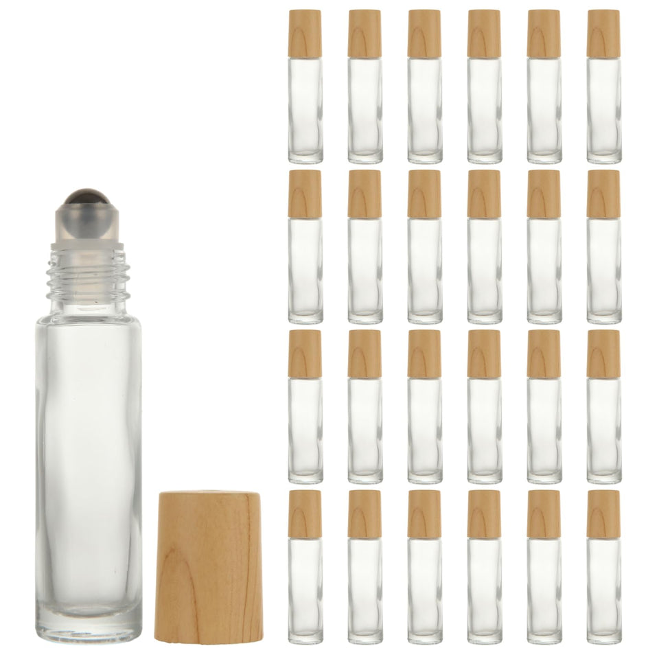 GBACHOOSE glass roll-on bottle with bamboo lid for stylish, spill-resistant essential oil applications.