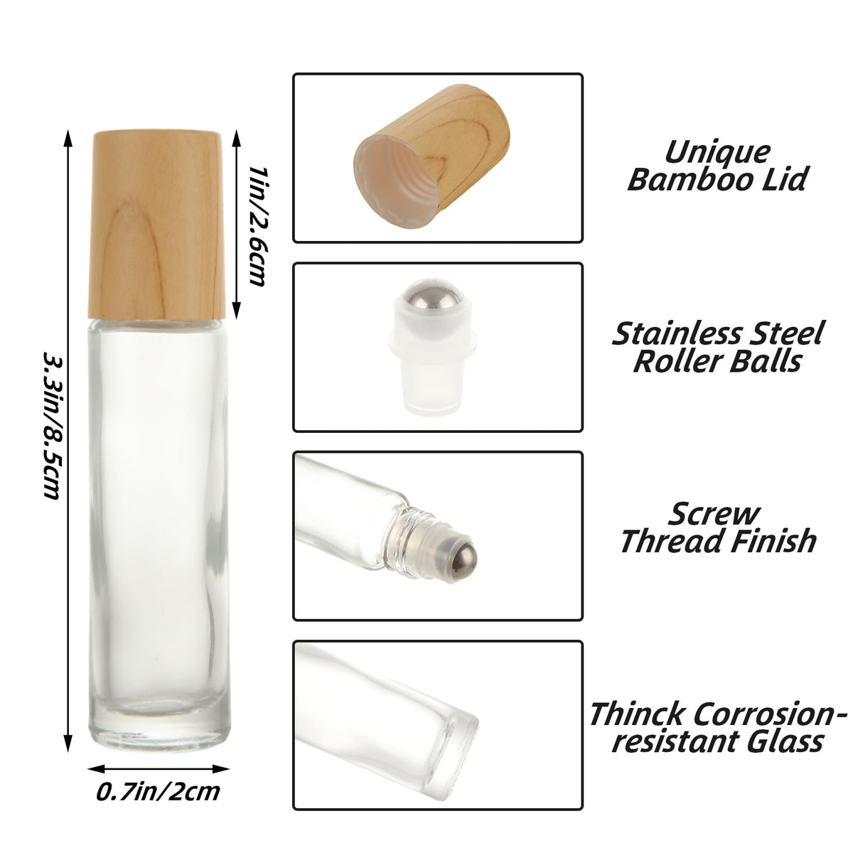 GBACHOOSE roller bottle with stainless steel roller ball for smooth, even distribution.