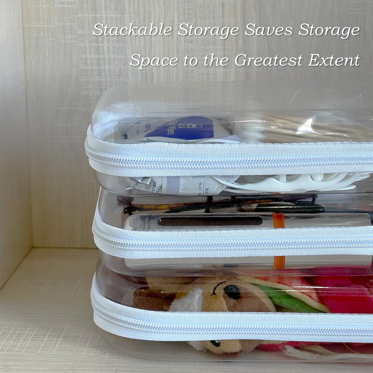 Gberlczz clear hard zipper case large 10x8x2-4 in ideal for snacks on travel