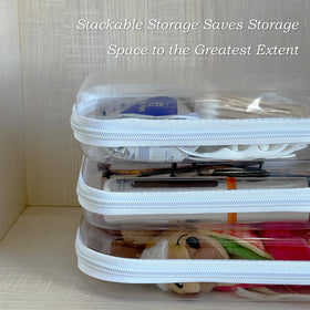 Gberlczz clear hard zipper case large 10x8x2-4 in ideal for snacks on travel