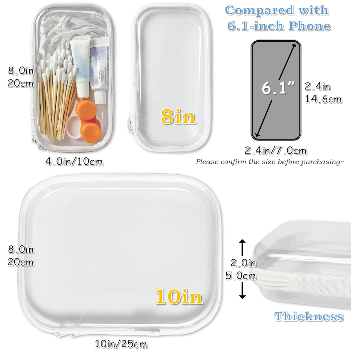 Gberlczz clear hard zipper case pair highlights stackable storage for toys and cosmetics
