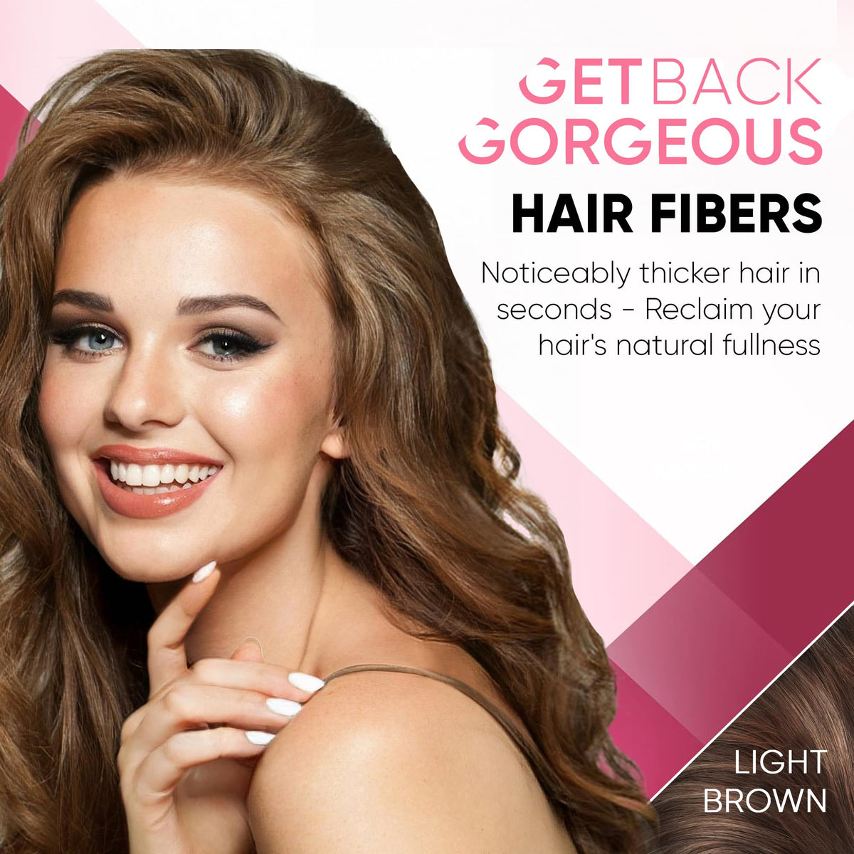 GBG Hair Fibers application close-up shows light brown color match.