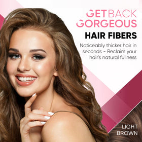 GBG Hair Fibers application close-up shows light brown color match.