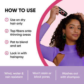 GBG Hair Fibers dry hair application process in seconds.