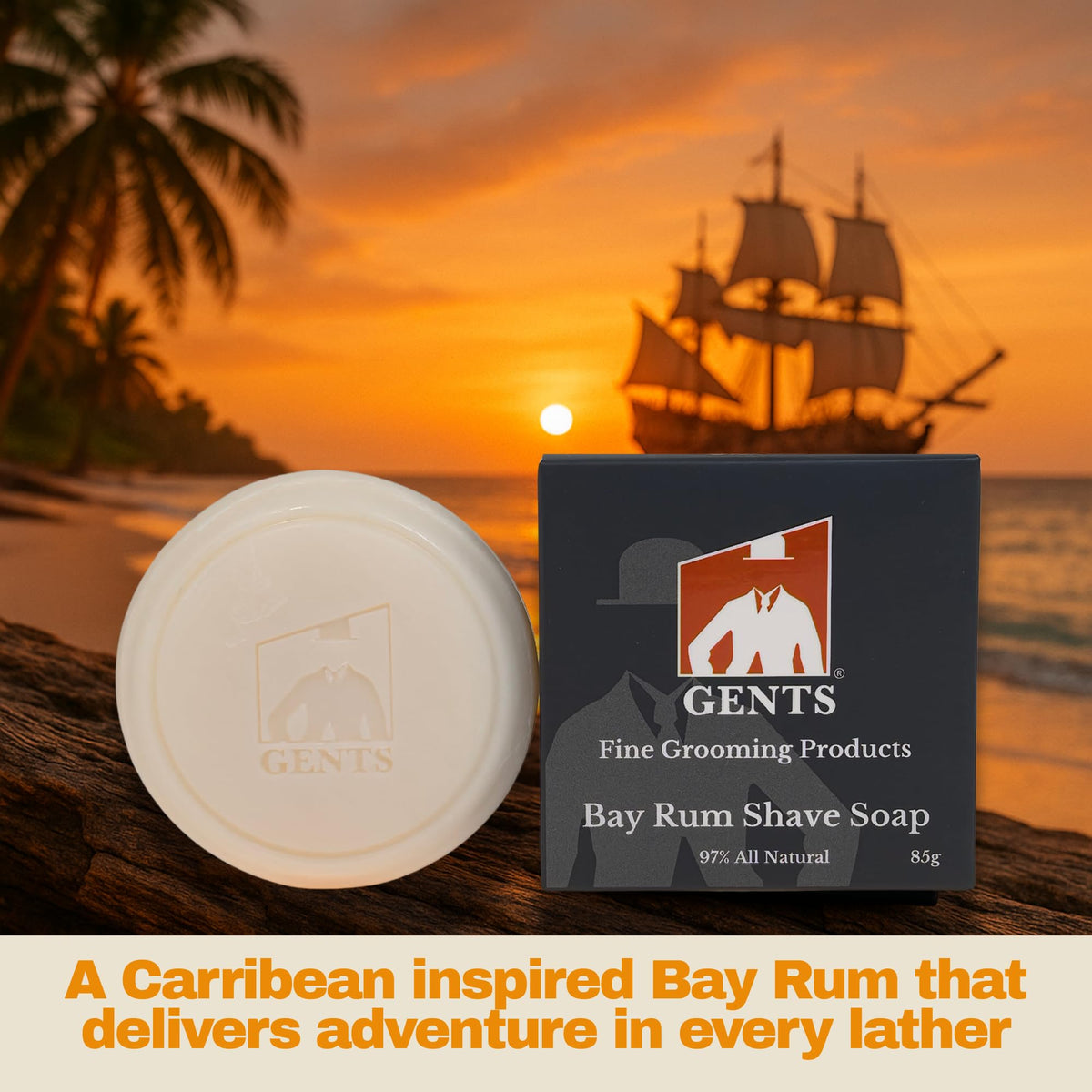 G.B.S GENTS Bay Rum shaving soap bar evokes classic barbershop vibes during routine.