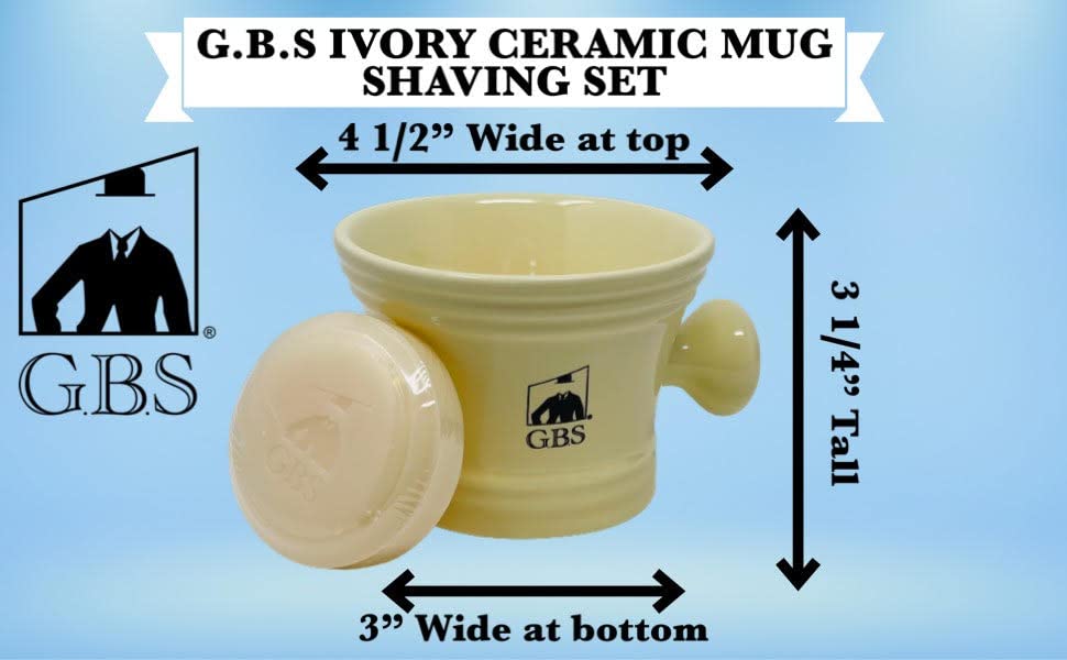 G.B.S GENTS ivory mug close-up highlighting durable ceramic finish.