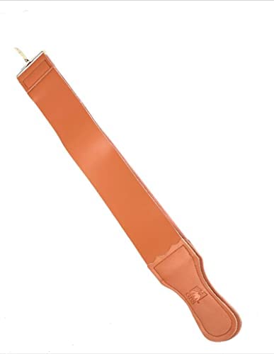G.B.S Gents Razor Strop in use with a straight razor