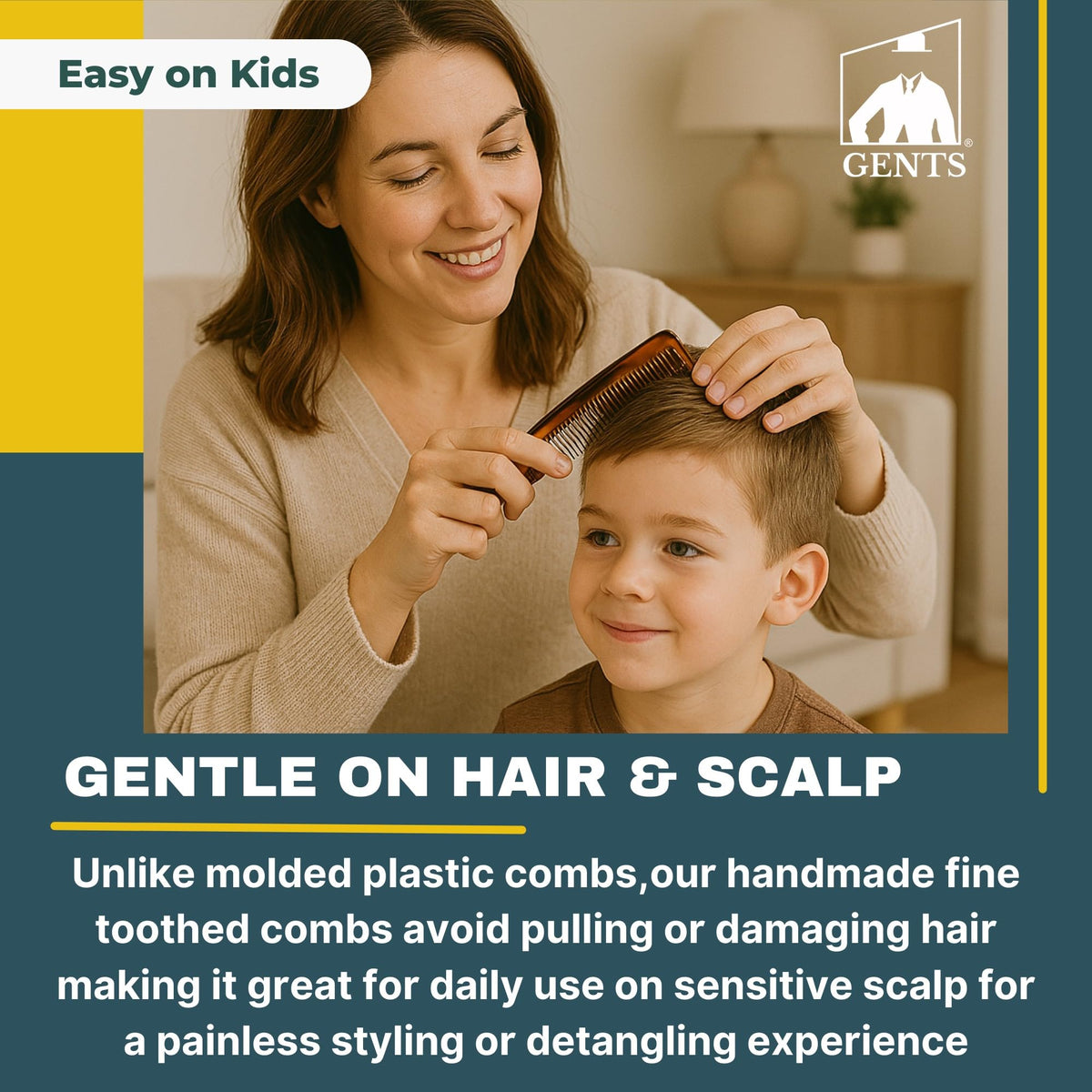 G.B.S durable grooming tool constructed from cellulose acetate for long-lasting use.
