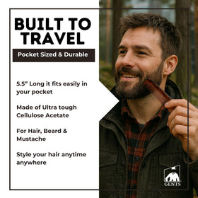 G.B.S pocket-size 5in design shown tucked into a pocket for travel readiness.