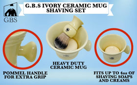 G.B.S GENTS shaving brush used with mug creates a rich, inviting shaving routine.