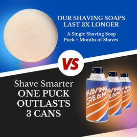 G.B.S GENTS cedar and pine puck provides robust lather and refreshing aroma
